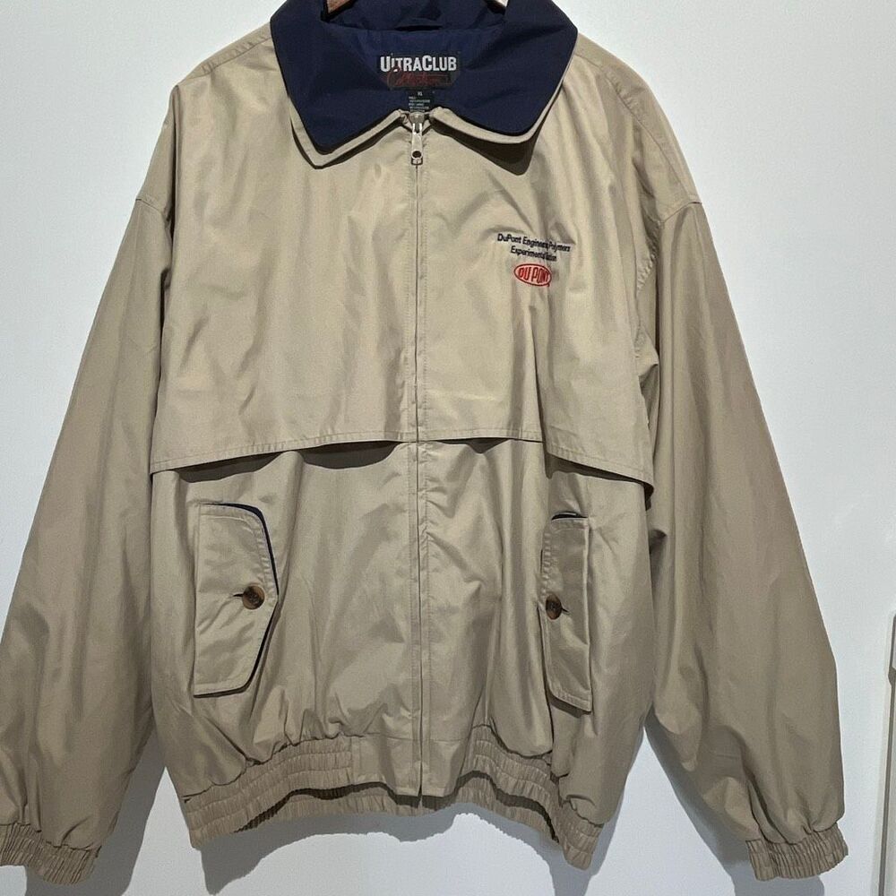 Ultra Club Collection Mens Khaki Du Pont Collared Full Zip Windbreaker Jacket XL